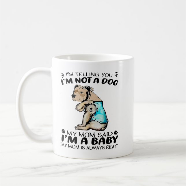 Taza De Café Perro Pitbull Yo Amo A Mamá Tattoo Perro Pitbull L (Izquierda)