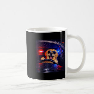 Taza De Café Perro policía divertido golden retriever conducien