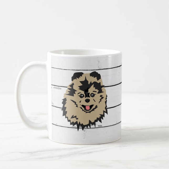 Taza De Café Perro Pomerania pintando Shiplap Coffee Mug (Izquierda)