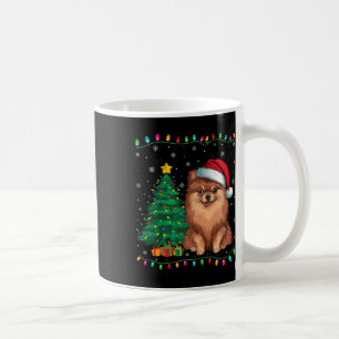 Taza De Café Perro pomerano Santa Hat Hombres Árbol de Navidad