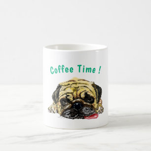 Taza De Café Perro Pug Gracioso Café Mug - Texto Personalizado