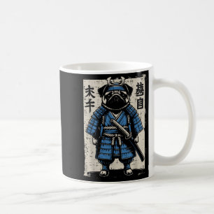 Taza De Café Perro Pug Samurai Gracioso Hombres de arte guerrer