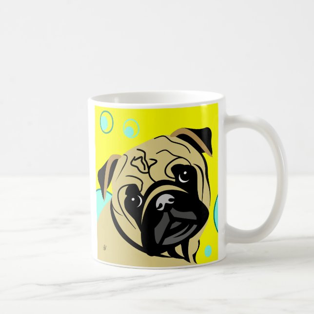 Taza De Café Perro Pug Tan (Derecha)