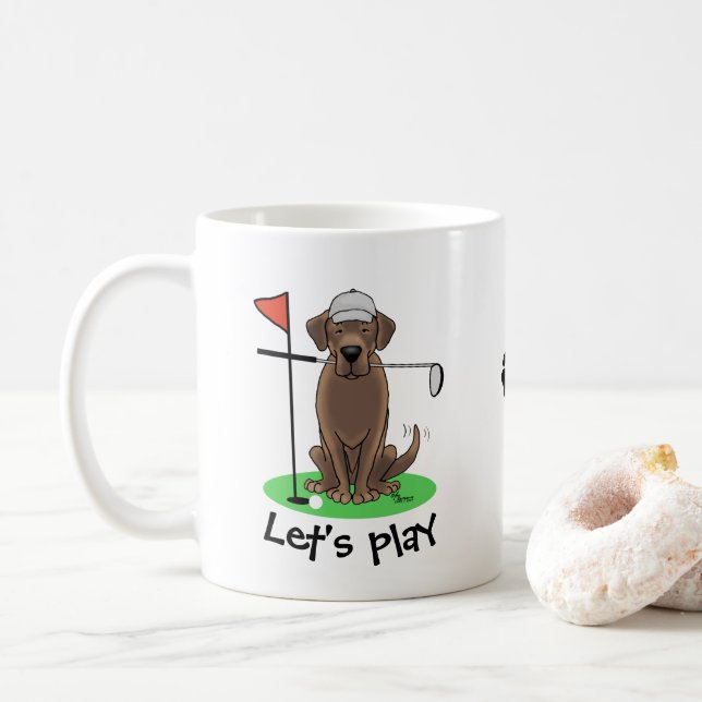 Taza De Café Perro recuperador de chocolate de golf - Cute (Con donut)
