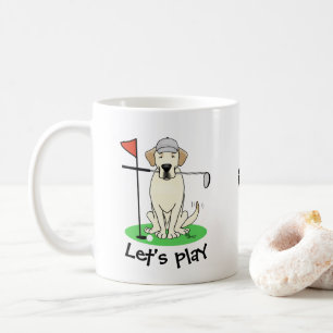 Taza De Café Perro recuperador de labrador amarillo de golf Cut
