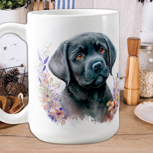 Taza De Café Perro recuperador de labradores florales modernos