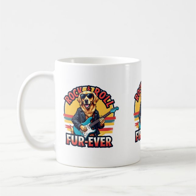 Taza De Café Perro recuperador de oro de roca y rollo (Izquierda)