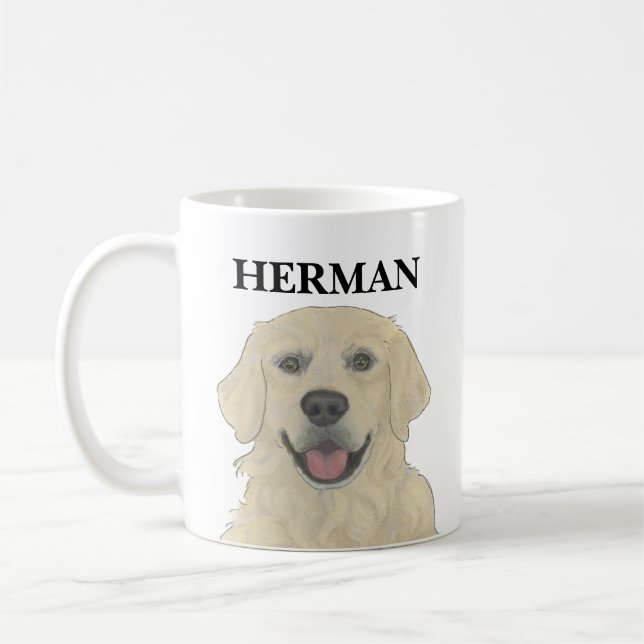 Taza De Café Perro recuperador de oro inglés personalizado (Izquierda)