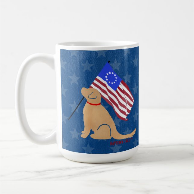 Taza De Café Perro recuperador de oro patriótico barrena de ban (Izquierda)