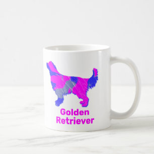 Taza De Café Perro recuperador de oro rosa y azul abstracto bla