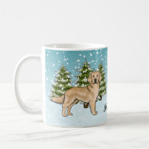 Taza De Café Perro Retriever Dorado Amarillo Navidad Nombre Per