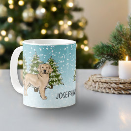 Taza De Café Perro Retriever Dorado Amarillo Navidad Nombre Per
