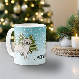 Taza De Café Perro Retriever Dorado Crema Navidad Nombre Person