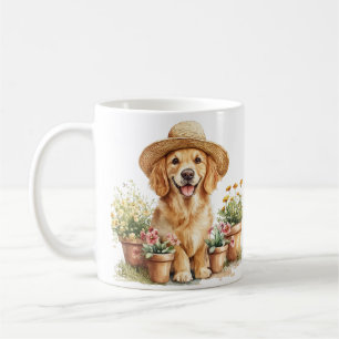 Taza De Café Perro Retriever Dorado Macetas De Flores Jardinerí