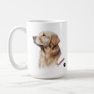 Taza De Café Perro Retriever Dorado Personalizado Nombre de Mas