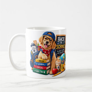 Taza De Café Perro Retriever Dorado Regreso a Clases Divertido