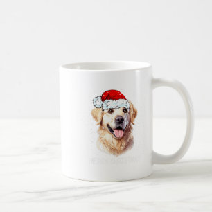 Taza De Café Perro Retriever Dorado Santa Luces de Navidad Xmas