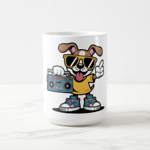 Taza De Café Perro Retro Hip Hop: Cool Cartoon Puppy