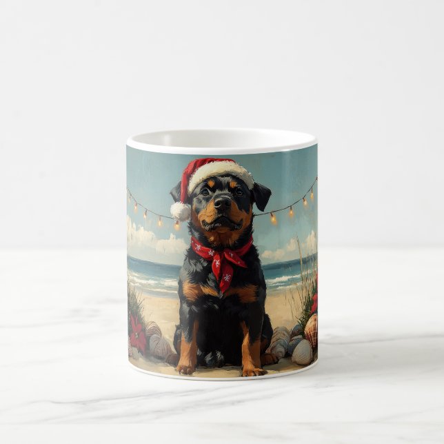 Taza De Café Perro Rottweiler Navidad Vintage Playa (Centro)