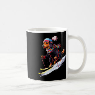 Taza De Café Perro salchicha esquiando Perro esquiador Esquí In