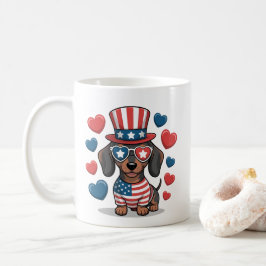 Taza De Café Perro salchicha patriota amante de la orgullosa US