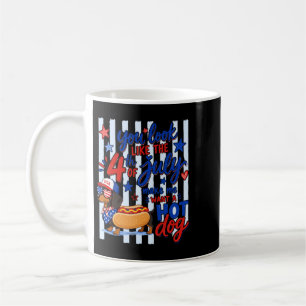 Taza De Café Perro salchicha patriótico divertido 4 de julio