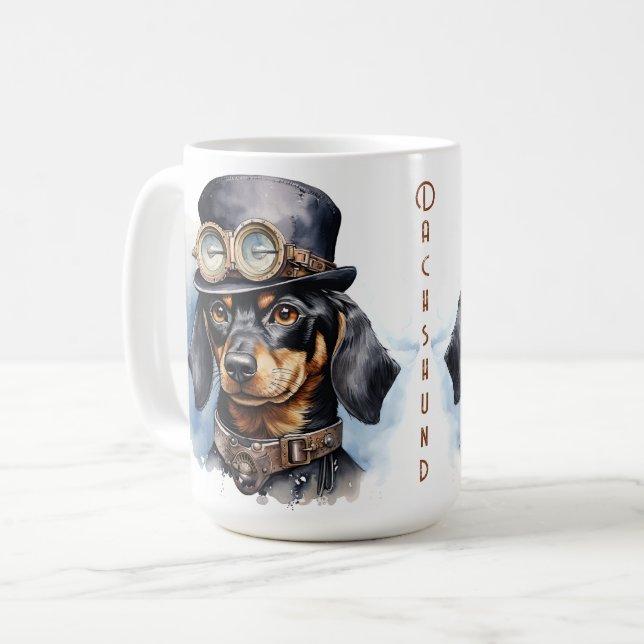 Taza De Café Perro salchicha Steampunk (Anverso izquierdo)