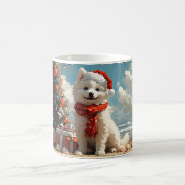 Taza De Café Perro Samoyedo Navidad Vintage Playa (Centro)