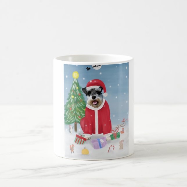 Taza De Café Perro Schnauzer en Navidades de nieve (Centro)
