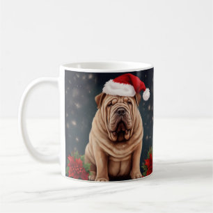 Taza De Café Perro Shar Pei en Navidad con Nieve