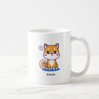 Taza De Café Perro Shiba Inu Kawaii Marrón Personalizado