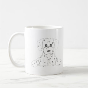 Taza De Café perro simple garabato niños dalmátigos blancos neg