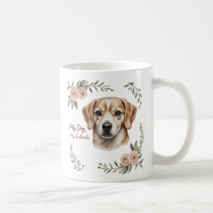 Taza De Café Perro Soulmate Mug - Mascota floral Amor
