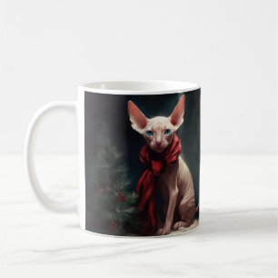 Taza De Café Perro Sphynx en Navidad con Nieve