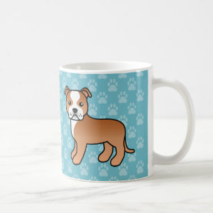 Taza De Café Perro Staffordshire Bull Terrier Rojo Y Blanco