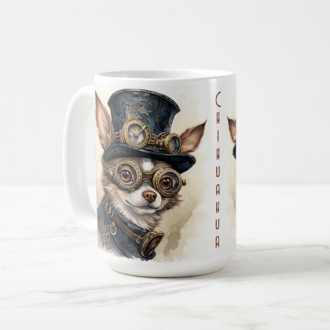 Taza De Café Perro Steampunk Chihuahua (Anverso izquierdo)