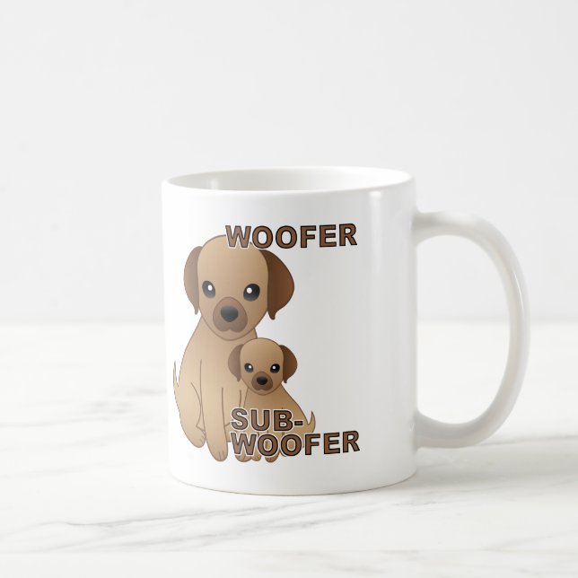 Taza De Café Perro Sub-Woofer Cuppy Gracioso Mug o Mug de viaje (Derecha)