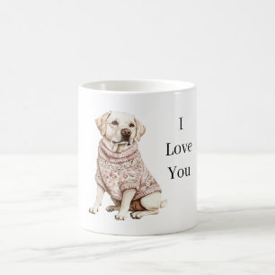 Taza De Café Perro Suéter de Flores Rosas Te Amo (amor de cacho