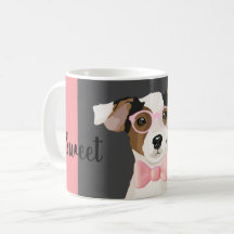 Perro Terrier Adorable con gafas y corbata de arco