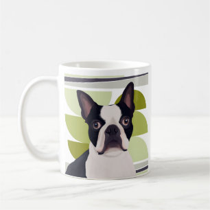 Taza De Café Perro Terrier de Boston - Geométrico Verde