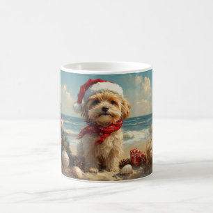 Taza De Café Perro Terrier Tibetano Navidad Vintage Playa