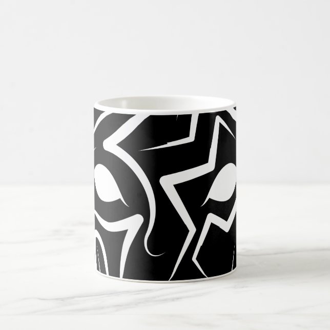 Taza De Café Perro tribal blanco y negro (Centro)