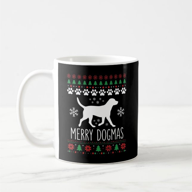 Taza De Café Perro Vector de Navidad de Dogmas Alegres (Izquierda)