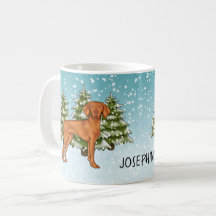 Perro Vizsla Húngaro Bosque Nevado De Invierno Y N