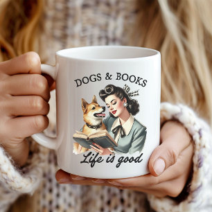 Taza De Café Perro y amantes del libro café Mug