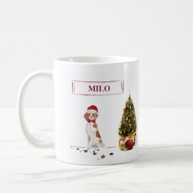 Taza De Café Perro y árbol de Navidades divertidos de Bretaña (Izquierda)