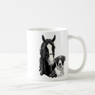 Taza De Café Perro Y Caballo Amante De La Caballo Rigiendo Ecue