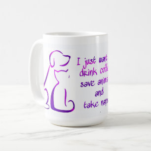 Taza De Café Perro y Gato - Bebe café, Salva animales, Echa sie