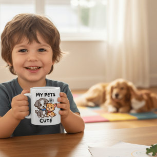 Taza De Café Perro y gato de dibujos animados lindos amigos per