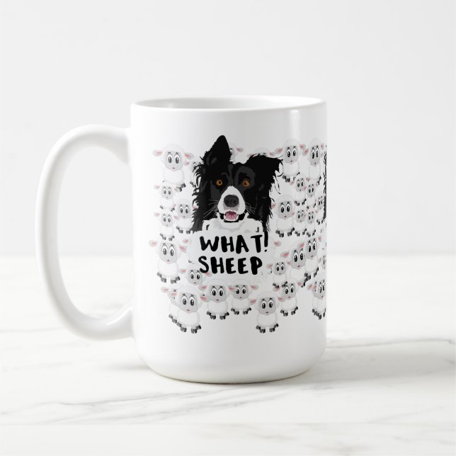 Taza De Café Perro y oveja pastor de ovejas divertidas (Izquierda)